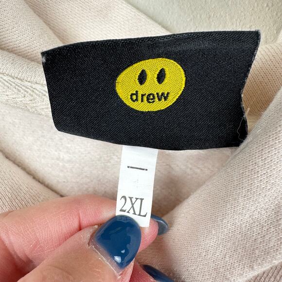 Drew Skate House Hoodie Cream 2XL Smiley Face Justin Bieber Skateboarding - Picture 8 of 10